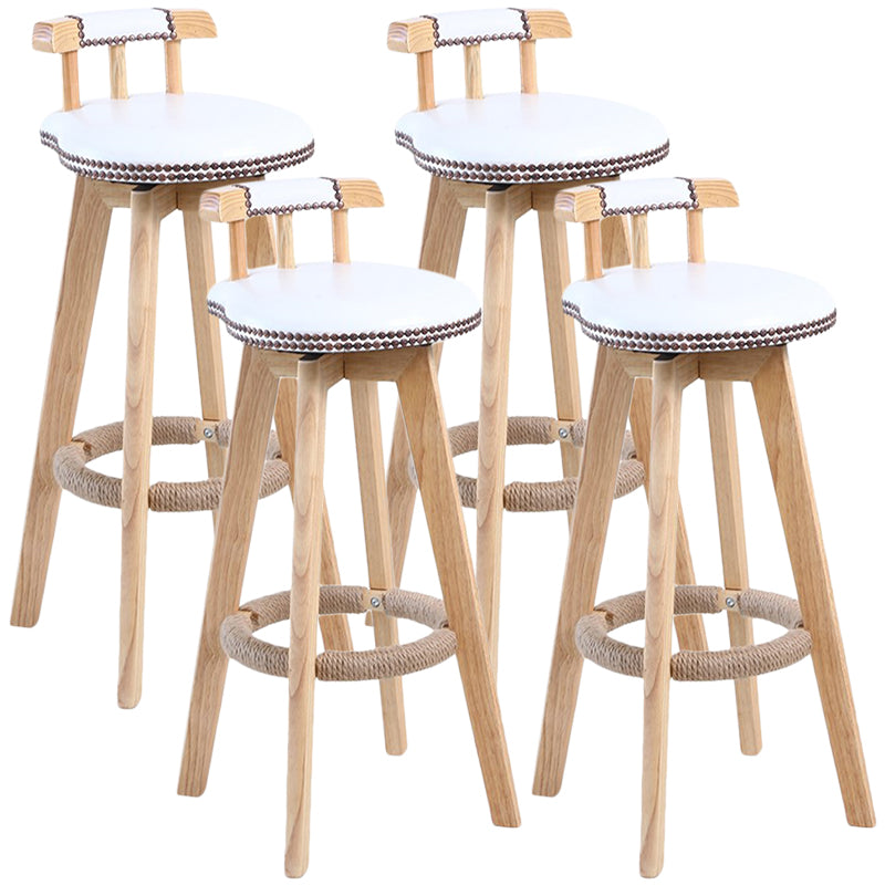 Modern Rotatable Backrest Counter Stool Wood Cafe Bar Stool with Leather Cushion
