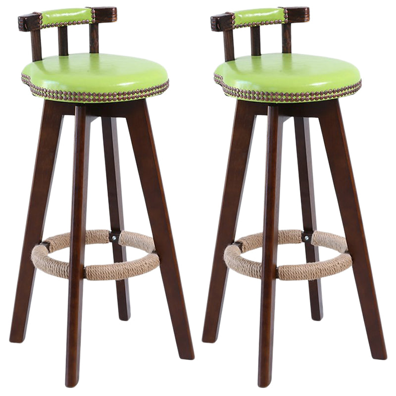 Modern Rotatable Backrest Counter Stool Wood Cafe Bar Stool with Leather Cushion
