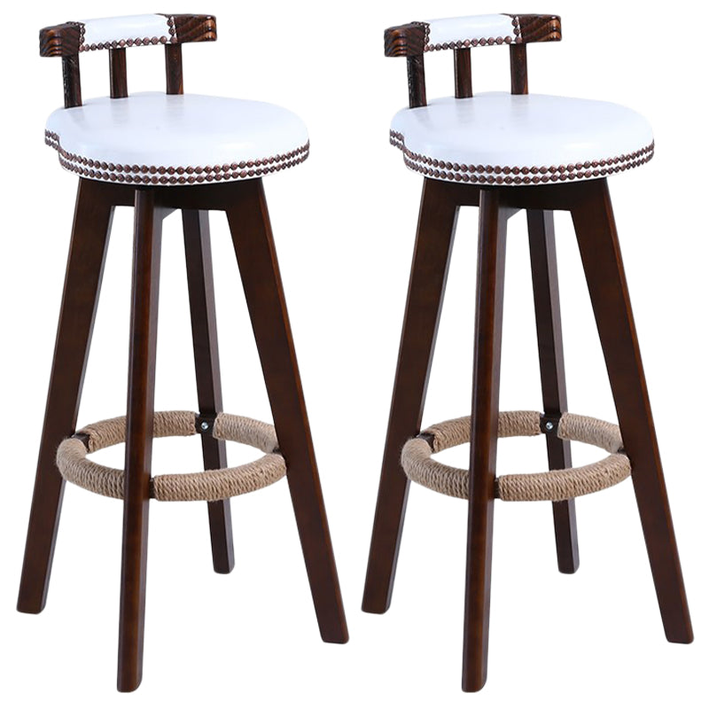 Modern Rotatable Backrest Counter Stool Wood Cafe Bar Stool with Leather Cushion