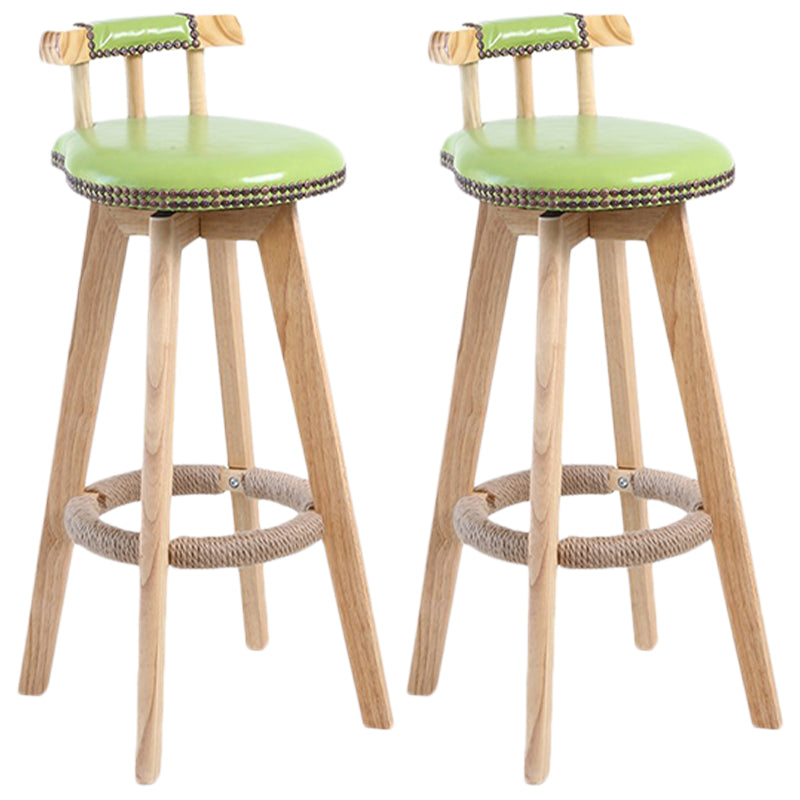 Modern Rotatable Backrest Counter Stool Wood Cafe Bar Stool with Leather Cushion
