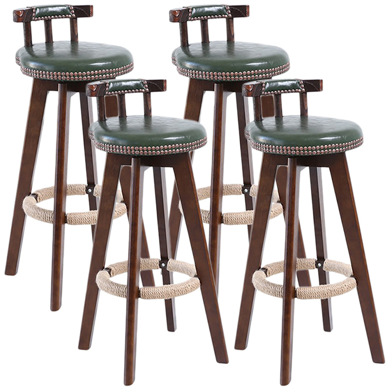 Modern Rotatable Backrest Counter Stool Wood Cafe Bar Stool with Leather Cushion