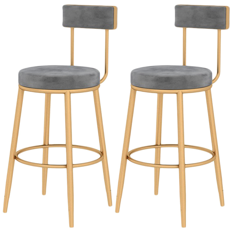 Glam Matte Finish Upholstered Bar Stools Coffee Shop Low Back Stool