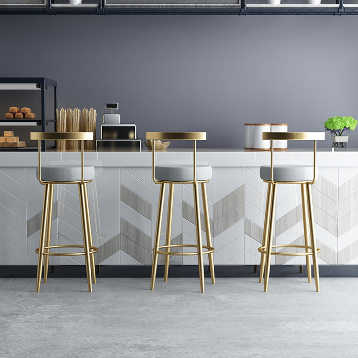 Glam Matte Finish Upholstered Bar Stools Coffee Shop Low Back Stool