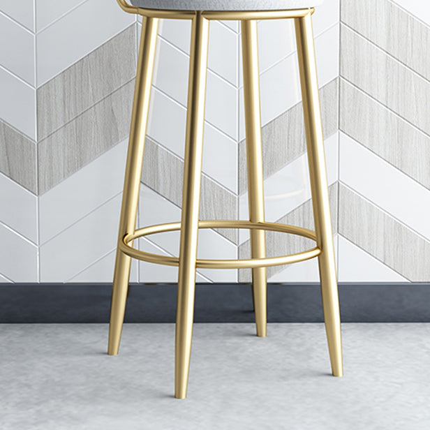 Glam Matte Finish Upholstered Bar Stools Coffee Shop Low Back Stool