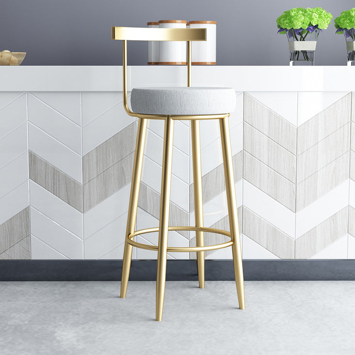 Glam Matte Finish Upholstered Bar Stools Coffee Shop Low Back Stool