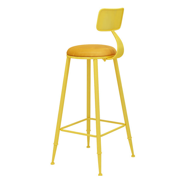 Nordic Armless Backrest Counter Stool Iron Balcony Bar Stool with Cushion and Pedal