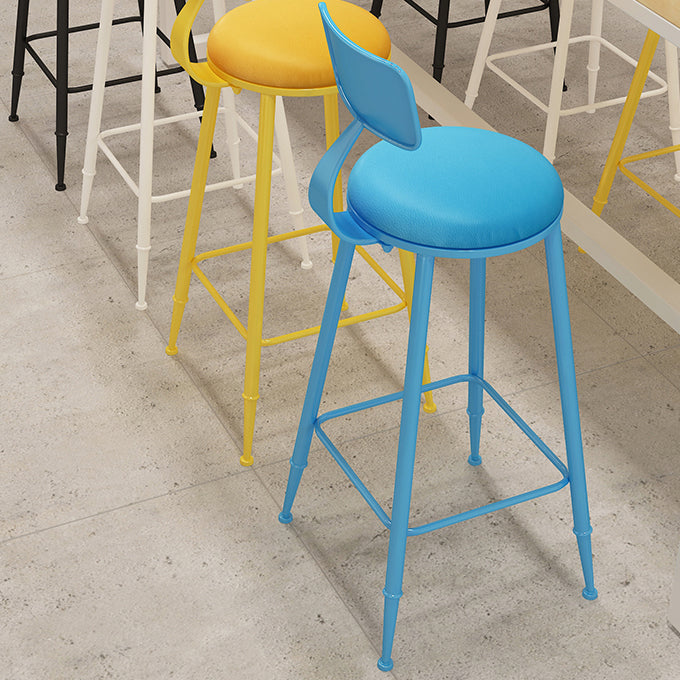 Nordic Armless Backrest Counter Stool Iron Balcony Bar Stool with Cushion and Pedal