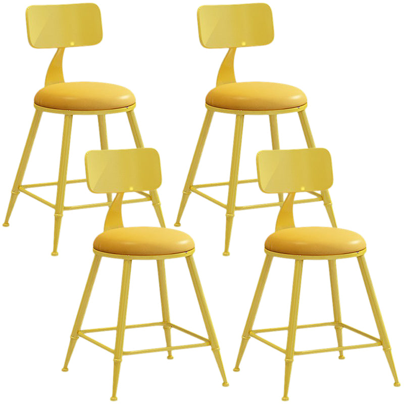 Nordic Armless Backrest Counter Stool Iron Balcony Bar Stool with Cushion and Pedal