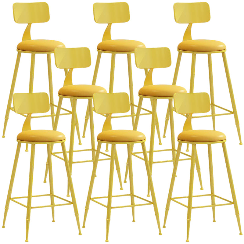 Nordic Armless Backrest Counter Stool Iron Balcony Bar Stool with Cushion and Pedal