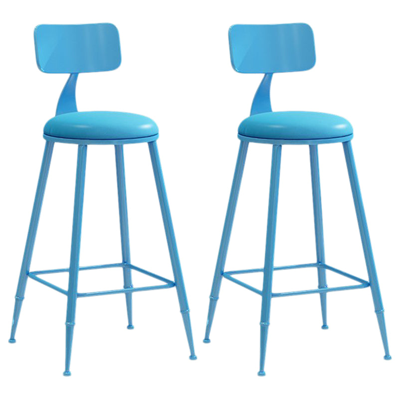 Nordic Armless Backrest Counter Stool Iron Balcony Bar Stool with Cushion and Pedal