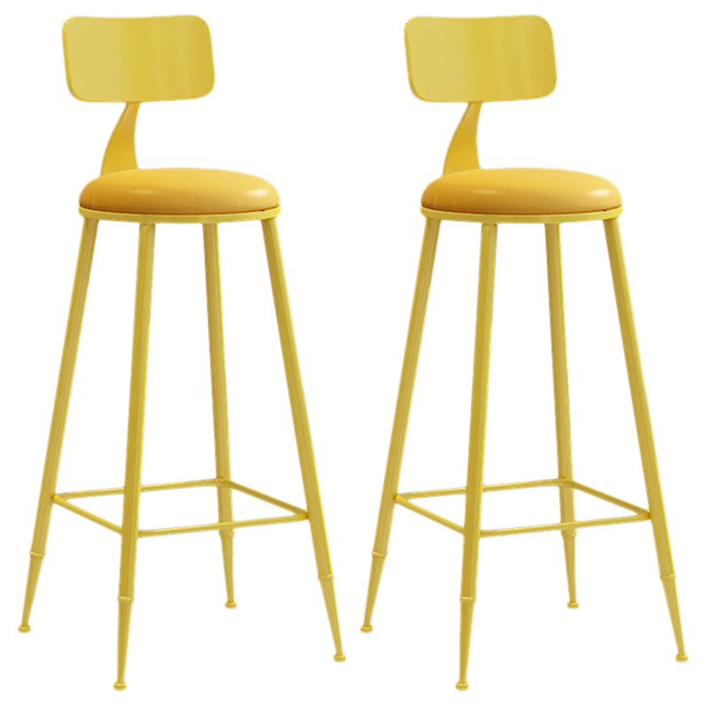 Nordic Armless Backrest Counter Stool Iron Balcony Bar Stool with Cushion and Pedal