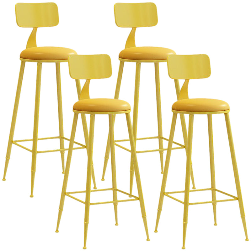 Nordic Armless Backrest Counter Stool Iron Balcony Bar Stool with Cushion and Pedal