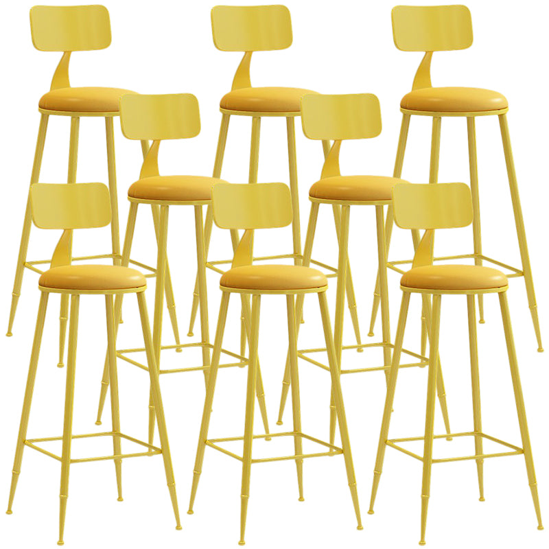 Nordic Armless Backrest Counter Stool Iron Balcony Bar Stool with Cushion and Pedal