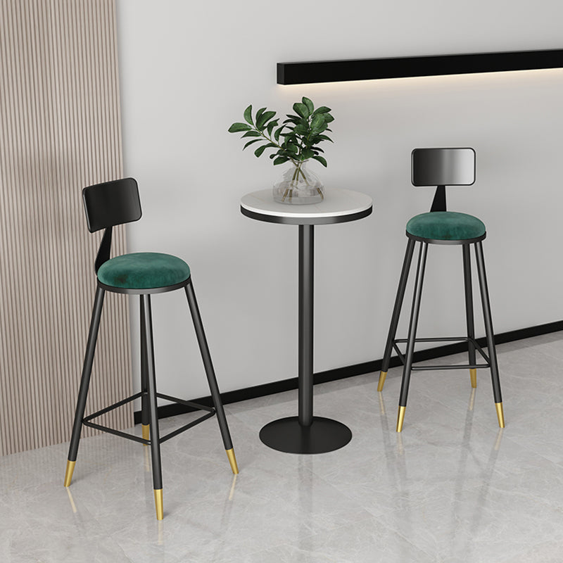 Modern Armless Backrest Counter Stool Iron Couture Bar Stool with Velvet Cushion and Pedal
