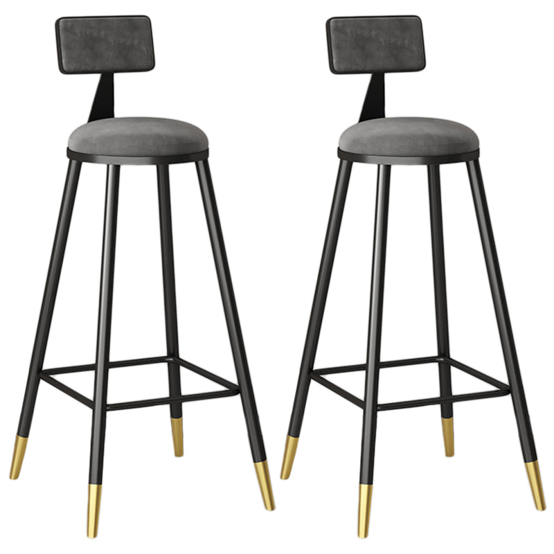 Modern Armless Backrest Counter Stool Iron Couture Bar Stool with Velvet Cushion and Pedal