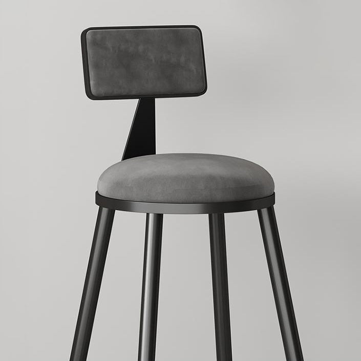 Modern Armless Backrest Counter Stool Iron Couture Bar Stool with Velvet Cushion and Pedal