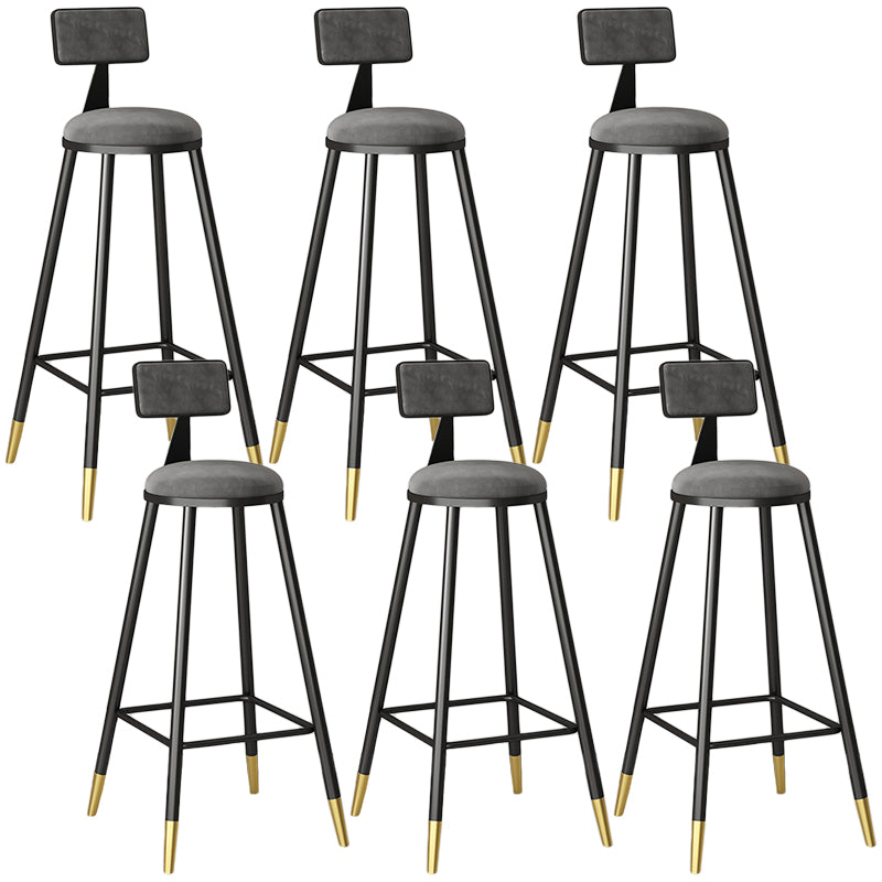 Modern Armless Backrest Counter Stool Iron Couture Bar Stool with Velvet Cushion and Pedal