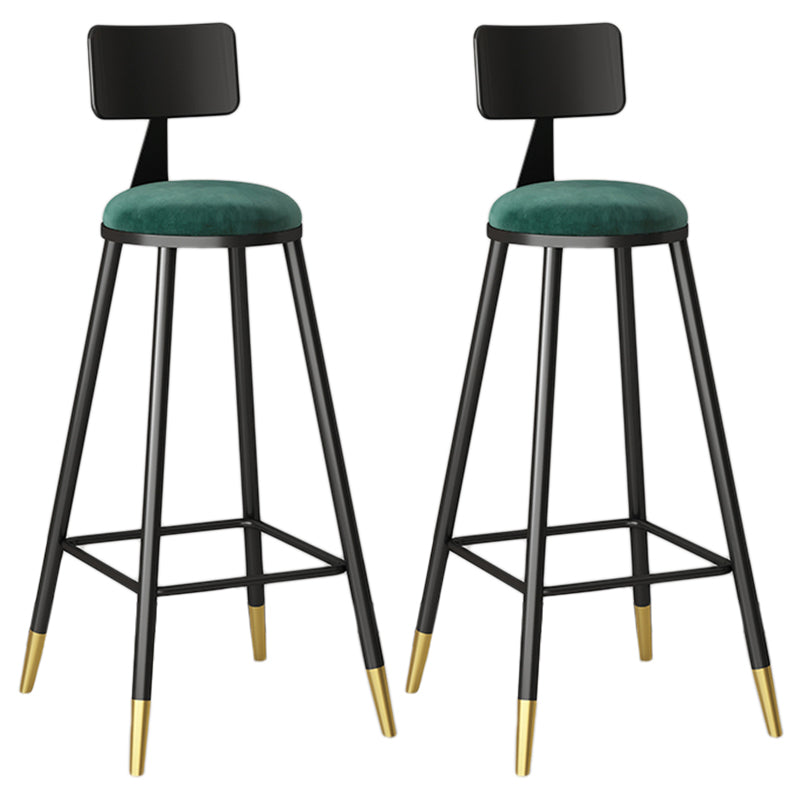 Modern Armless Backrest Counter Stool Iron Couture Bar Stool with Velvet Cushion and Pedal