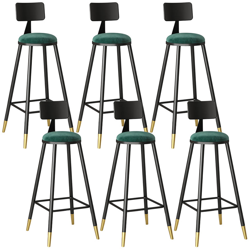 Modern Armless Backrest Counter Stool Iron Couture Bar Stool with Velvet Cushion and Pedal