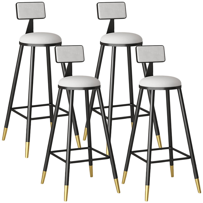 Modern Armless Backrest Counter Stool Iron Couture Bar Stool with Velvet Cushion and Pedal