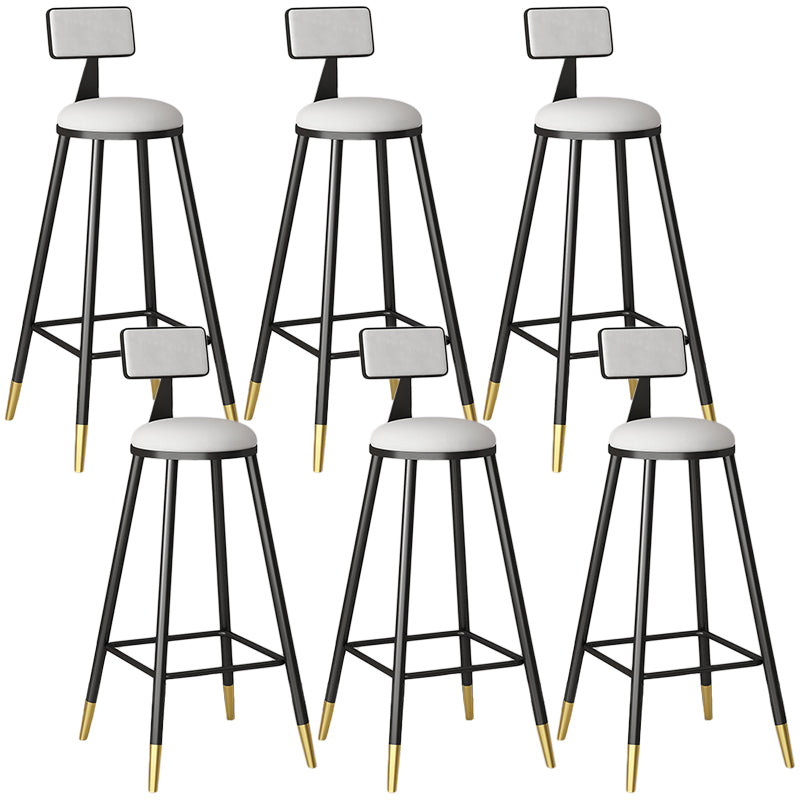 Modern Armless Backrest Counter Stool Iron Couture Bar Stool with Velvet Cushion and Pedal