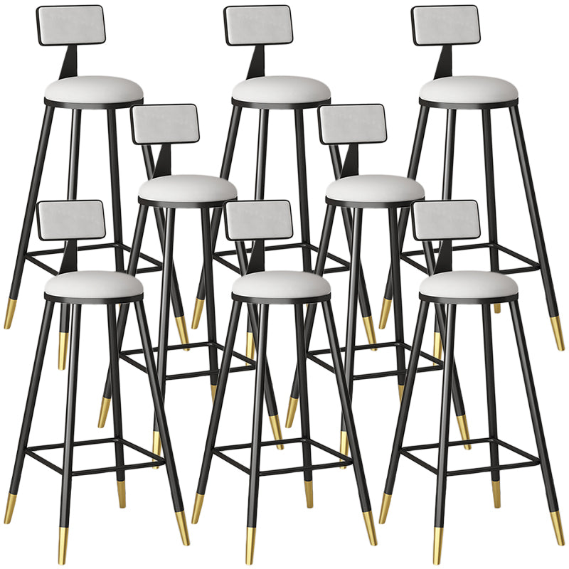 Modern Armless Backrest Counter Stool Iron Couture Bar Stool with Velvet Cushion and Pedal