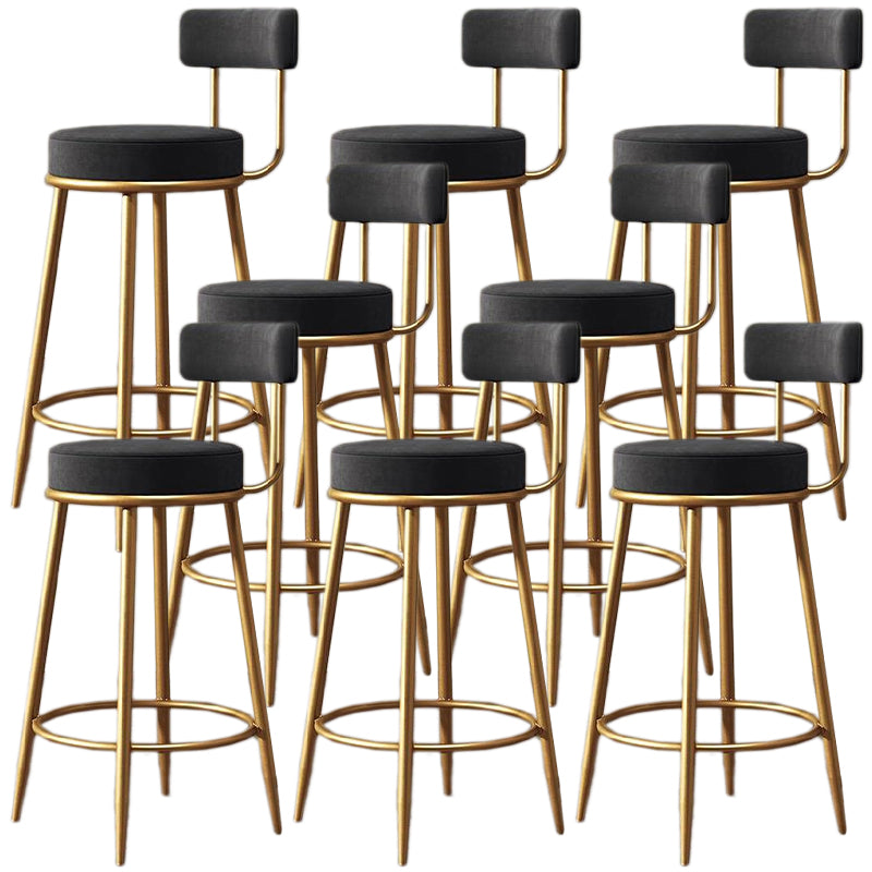 Glam Armless Backrest Counter Stool Iron Cafe Bar Stool with Pedal and Cushion