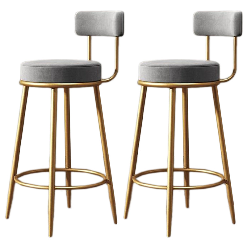 Glam Armless Backrest Counter Stool Iron Cafe Bar Stool with Pedal and Cushion