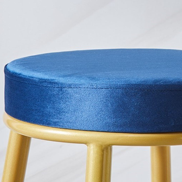 Glam Armless Backrest Counter Stool Iron Cafe Bar Stool with Pedal and Cushion