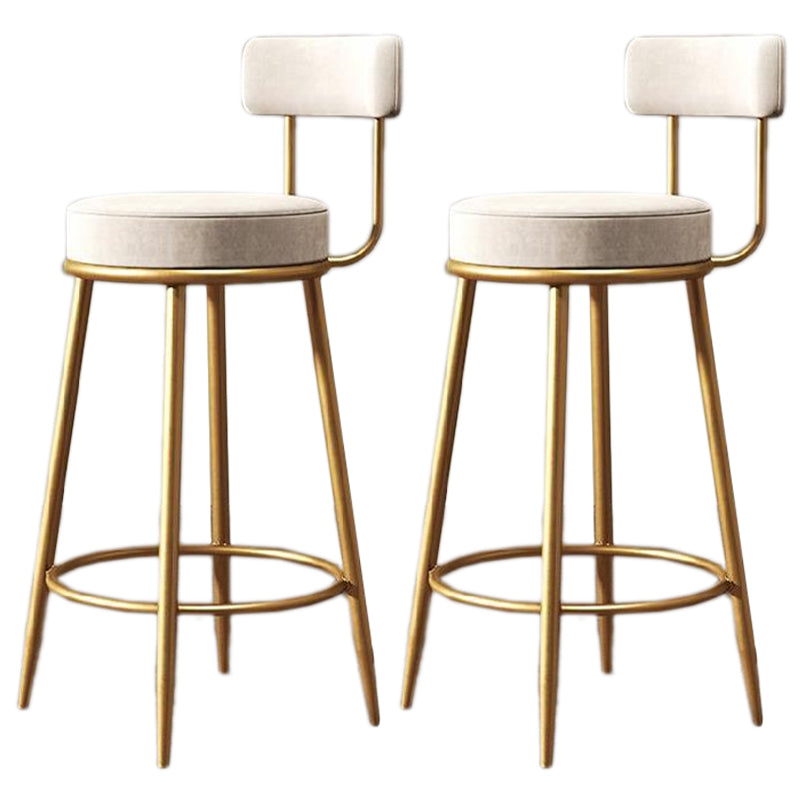 Glam Armless Backrest Counter Stool Iron Cafe Bar Stool with Pedal and Cushion