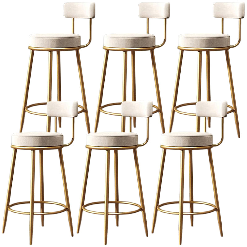 Glam Armless Backrest Counter Stool Iron Cafe Bar Stool with Pedal and Cushion