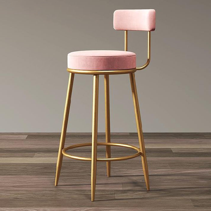 Glam Armless Backrest Counter Stool Iron Cafe Bar Stool with Pedal and Cushion
