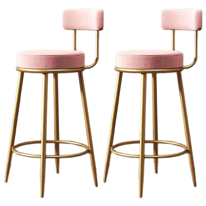 Glam Armless Backrest Counter Stool Iron Cafe Bar Stool with Pedal and Cushion