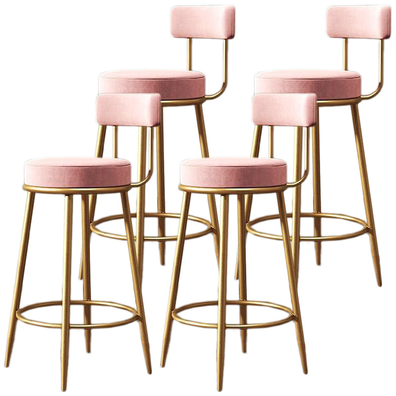 Glam Armless Backrest Counter Stool Iron Cafe Bar Stool with Pedal and Cushion