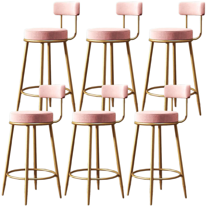 Glam Armless Backrest Counter Stool Iron Cafe Bar Stool with Pedal and Cushion