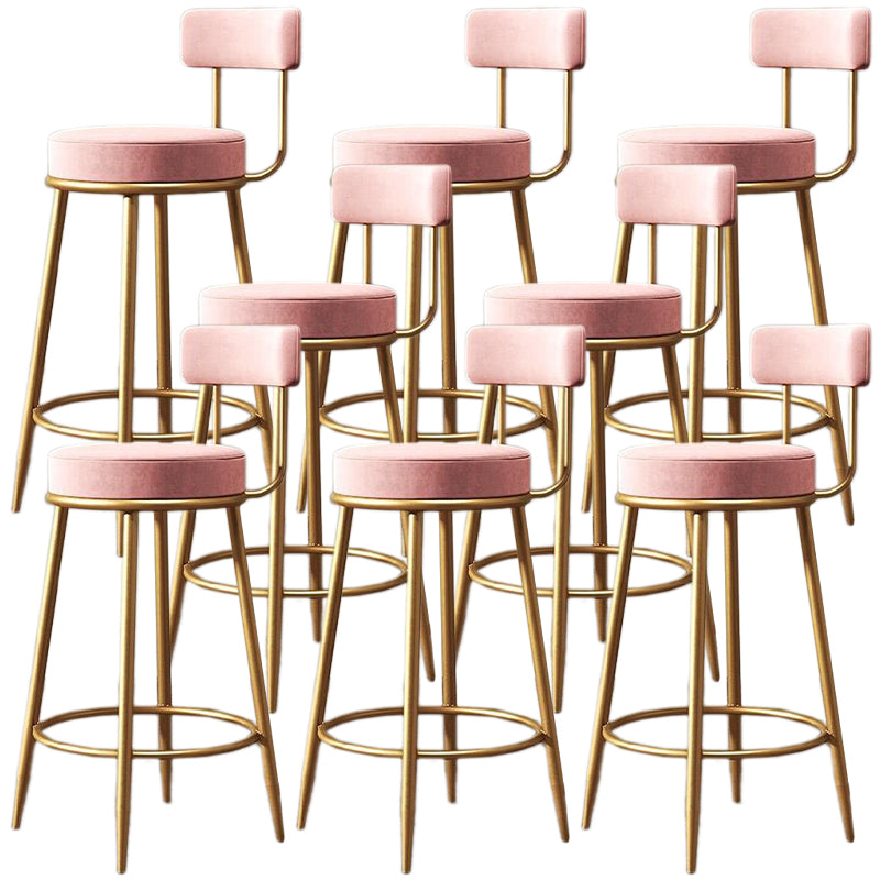 Glam Armless Backrest Counter Stool Iron Cafe Bar Stool with Pedal and Cushion