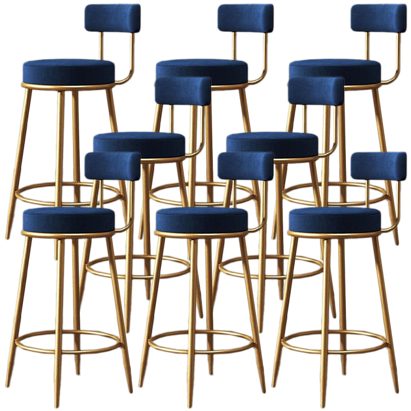 Glam Armless Backrest Counter Stool Iron Cafe Bar Stool with Pedal and Cushion