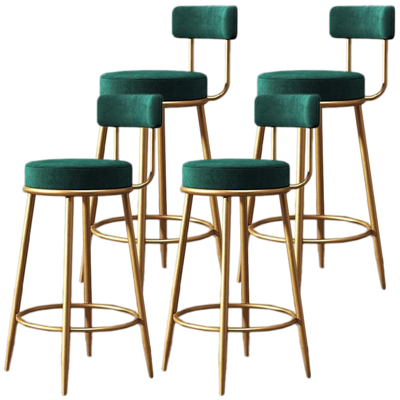Glam Armless Backrest Counter Stool Iron Cafe Bar Stool with Pedal and Cushion