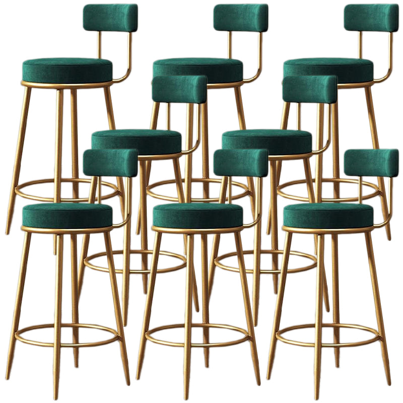 Glam Armless Backrest Counter Stool Iron Cafe Bar Stool with Pedal and Cushion