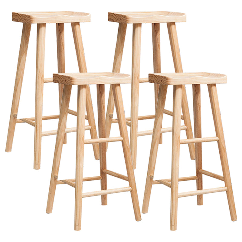 Modern Saddle Seat Counter Bar Stool Solid Wood Footrest Counter Stool