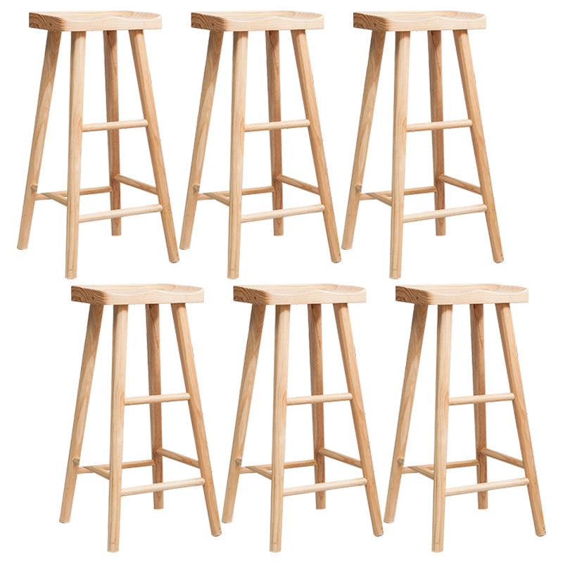 Modern Saddle Seat Counter Bar Stool Solid Wood Footrest Counter Stool
