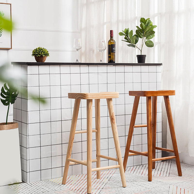 Modern Saddle Seat Counter Bar Stool Solid Wood Footrest Counter Stool