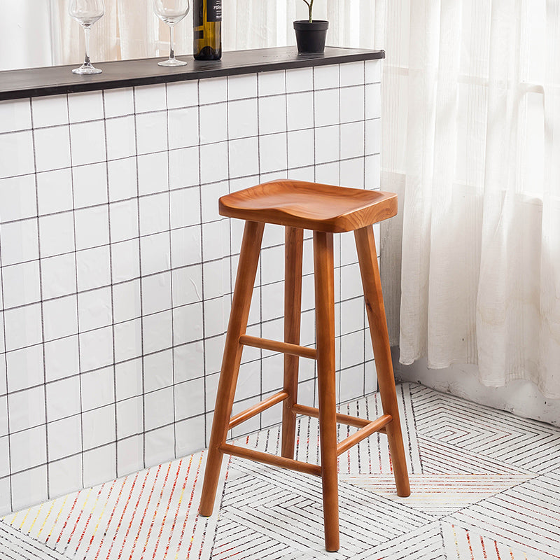 Modern Saddle Seat Counter Bar Stool Solid Wood Footrest Counter Stool