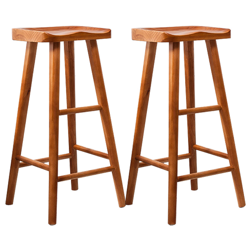 Modern Saddle Seat Counter Bar Stool Solid Wood Footrest Counter Stool