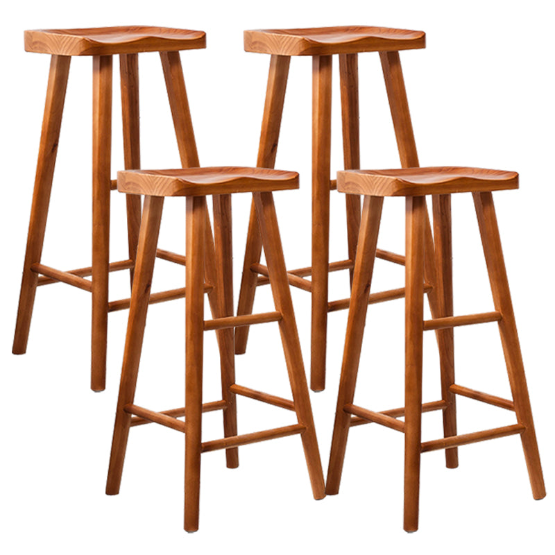Modern Saddle Seat Counter Bar Stool Solid Wood Footrest Counter Stool