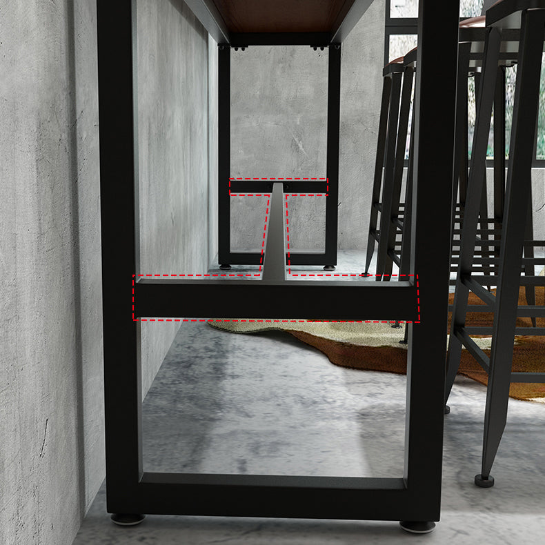 Industrial 1/5/9 Pieces Bar Table Set Rectangle Pine Wood Counter Table with High Stools