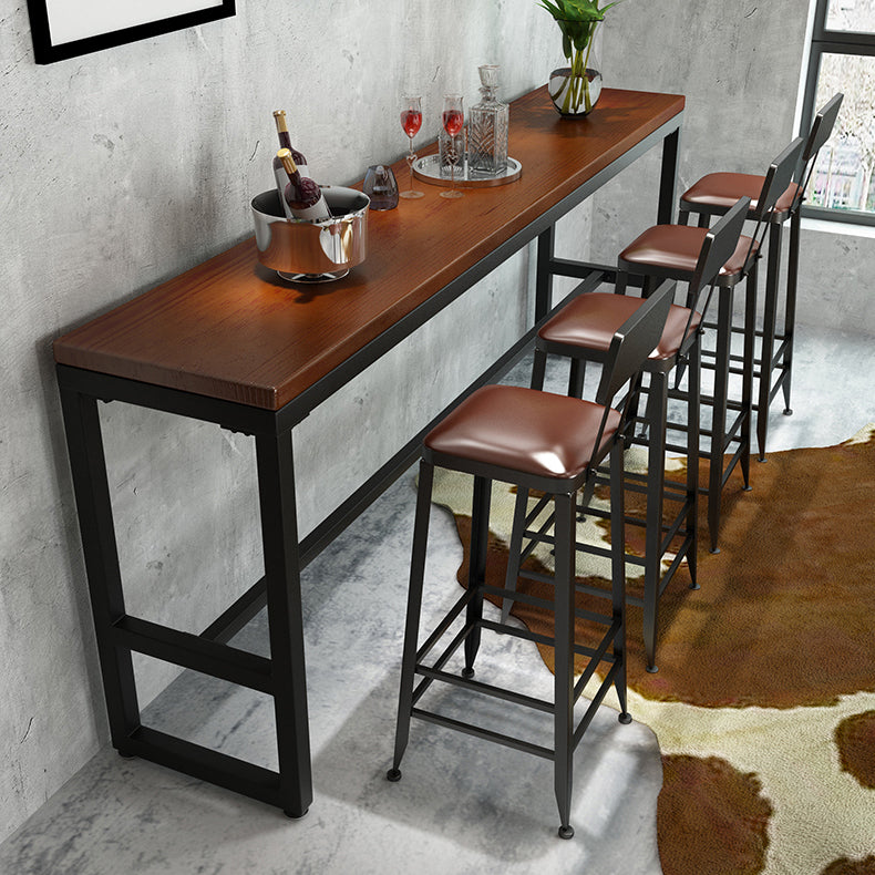 Industrial 1/5/9 Pieces Bar Table Set Rectangle Pine Wood Counter Table with High Stools