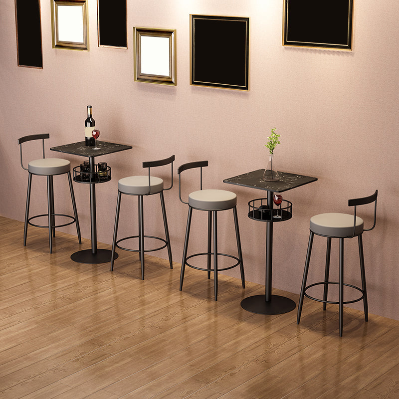 1/3 Pieces Glam Iron Bar Table Set Storage Bistro Set with Faux Marble Top