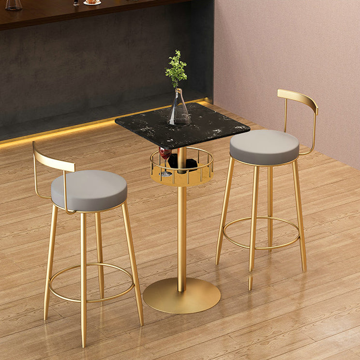 1/3 Pieces Glam Iron Bar Table Set Storage Bistro Set with Faux Marble Top