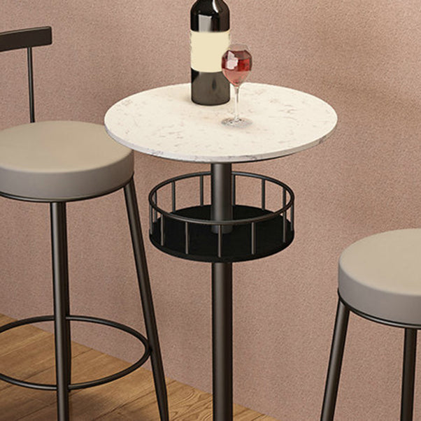 1/3 Pieces Glam Iron Bar Table Set Storage Bistro Set with Faux Marble Top